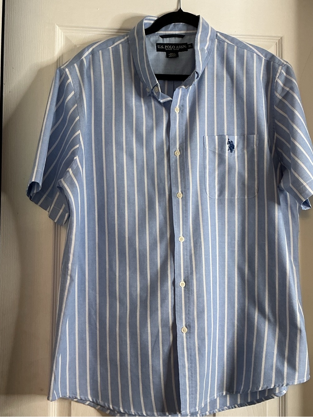 U.S. Polo Assn. Men's Light Blue Stripe Short-Sleeve Button-Down Shirt